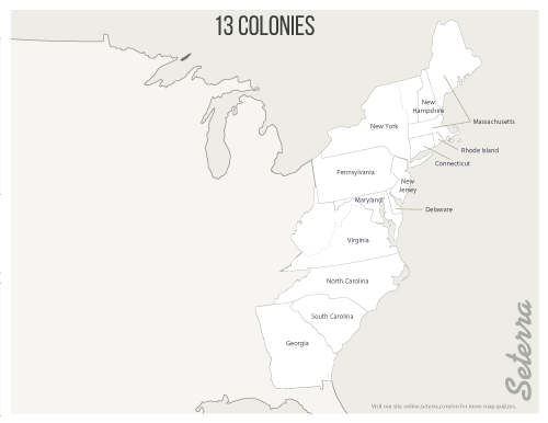 13 colonies map game seterra